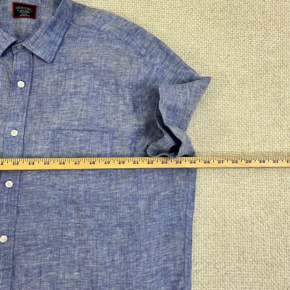 UNTUCKit Linen Shirt Men's 2XL Blue Short Sleeve Button Up Wrinkle Resistant - Picture 5 of 7